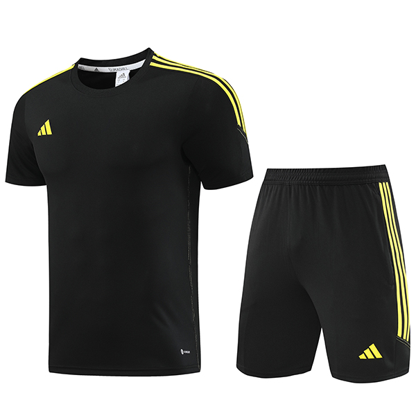 Adas maglia da allenamento casual abbigliamento sportivo uniforme da uomo kit da calcio nero maglia da calcio manica corta sportiva 2023-2024